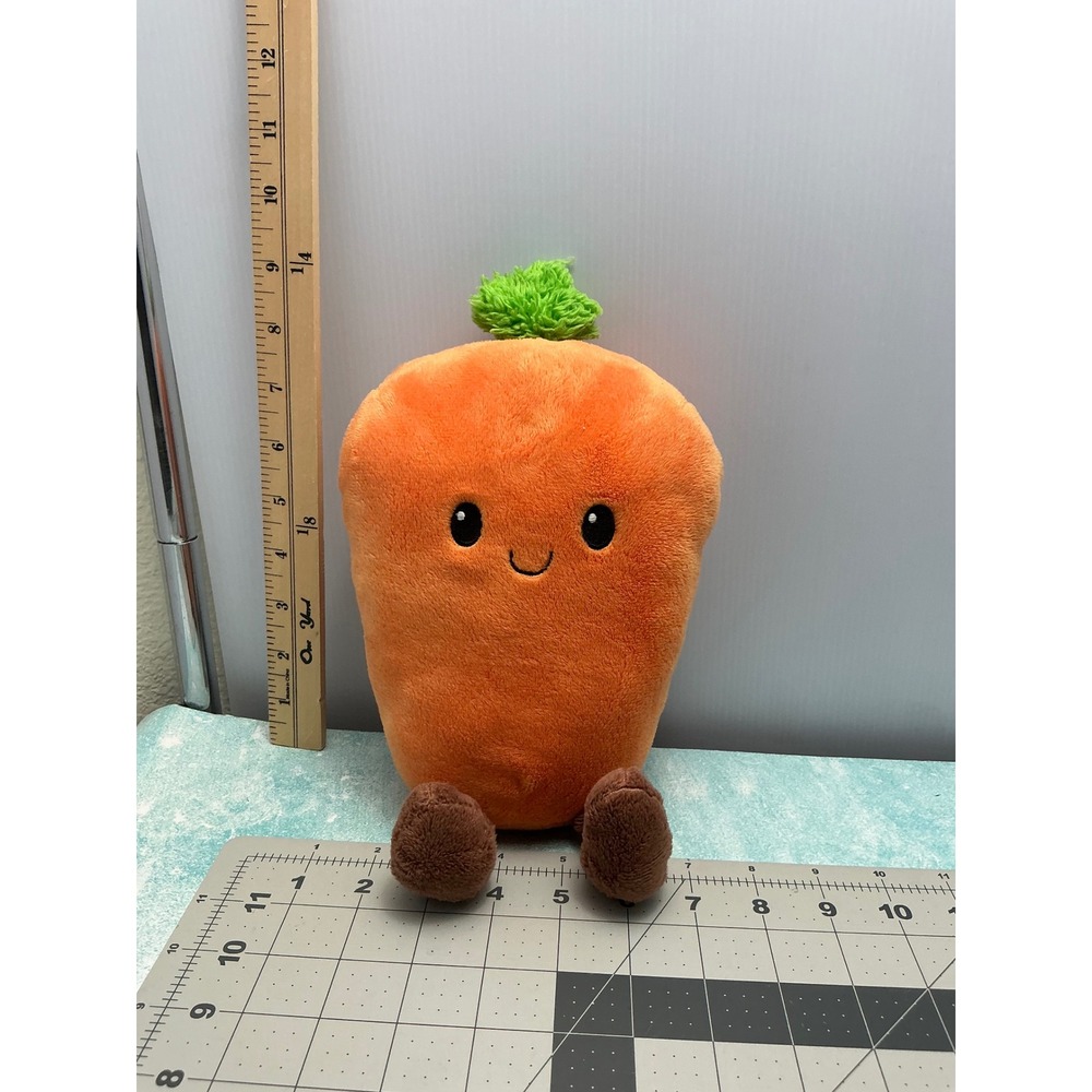 Orange Carrot Plush Stuffed Toy with Green‎ Yarn Top and Brown Legs Kawaii 8.5"
